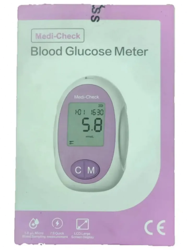 Medi Check blood glucose meter with 10 pcs trip